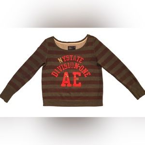 American Eagle Outfitter’s Horizontal Stripes Logo Sweatshirt Large
